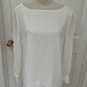 Banana Republic Elegant White Checkered Women's Top size large